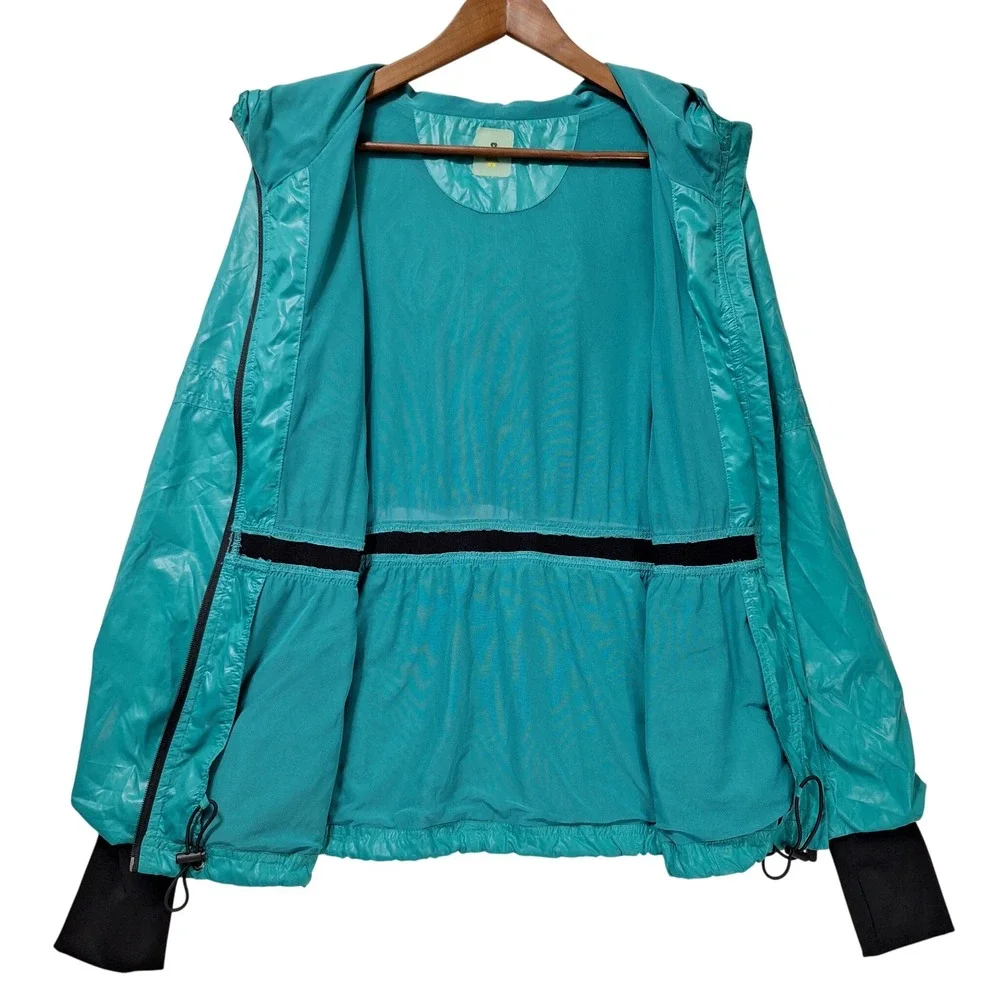 Colosseum Athletics Hooded Windbreaker Womens S Teal Jacket Thumbhole Cuffs Mesh